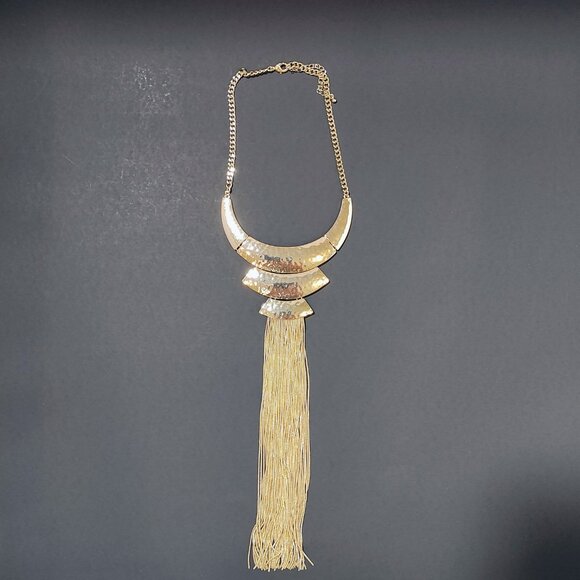 White House Black Market Jewelry - Women's White House Black Market Hammered Tassel Silver Necklace